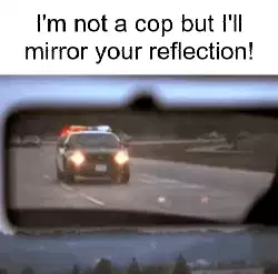 I'm not a cop but I'll mirror your reflection! meme