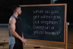 What do you get when you put Stephen Curry on a green board? meme