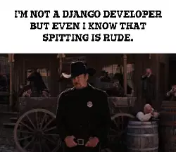 I'm not a Django developer but even I know that spitting is rude. meme