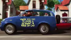 When you try to make a getaway in your DM car meme