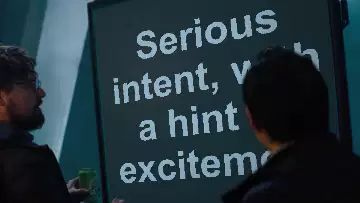 Serious intent, with a hint of excitement meme