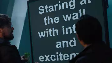 Staring at the wall with intent and excitement meme