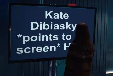 Kate Dibiasky: *points to the screen* Huh? meme