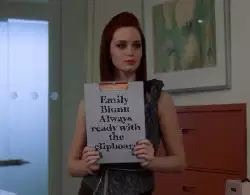 Emily Blunt: Always ready with the clipboard meme