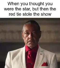 When you thought you were the star, but then the red tie stole the show meme