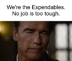 We're the Expendables. No job is too tough. meme