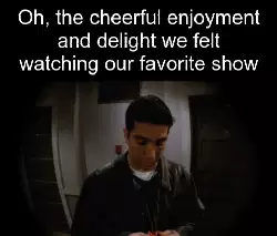 Oh, the cheerful enjoyment and delight we felt watching our favorite show meme