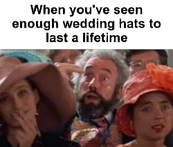 When you've seen enough wedding hats to last a lifetime meme