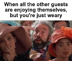 When all the other guests are enjoying themselves, but you're just weary meme