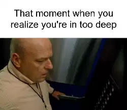 That moment when you realize you're in too deep meme