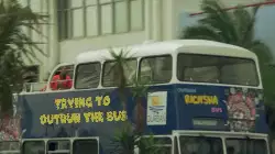 Trying to outrun the bus meme