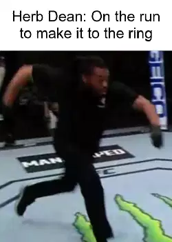 Herb Dean: On the run to make it to the ring meme