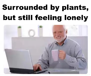 Surrounded by plants, but still feeling lonely meme