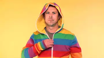 Hiding from my problems in a rainbow hoodie meme