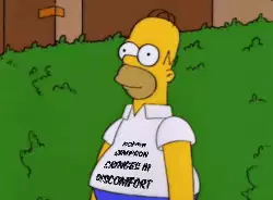 Homer Simpson cringes in discomfort meme