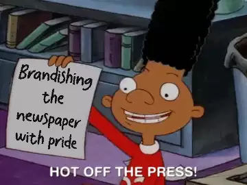 Brandishing the newspaper with pride meme