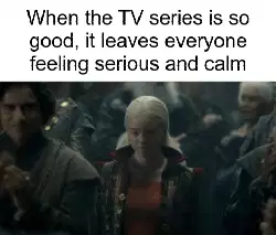 When the TV series is so good, it leaves everyone feeling serious and calm meme
