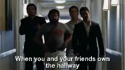 When you and your friends own the hallway meme