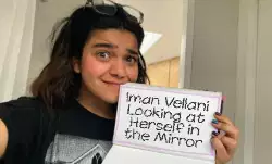 Iman Vellani Looking at Herself in the Mirror meme