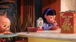 Dash and Jack Jack: Eating cereal in style meme