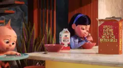 Speed-eating cereal with the Incredibles meme
