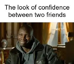 The look of confidence between two friends meme
