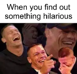 When you find out something hilarious meme