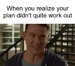 When you realize your plan didn't quite work out meme