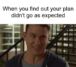 When you find out your plan didn't go as expected meme