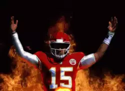 Patrick Mahomes Stands In Flames 