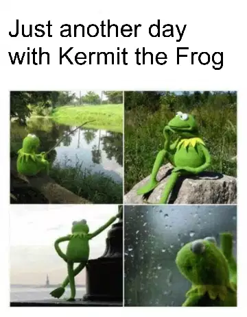 Just another day with Kermit the Frog meme