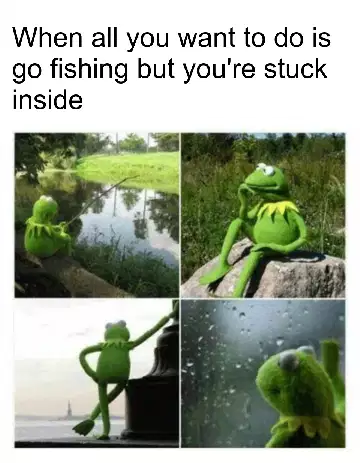 When all you want to do is go fishing but you're stuck inside meme