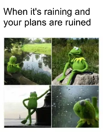 When it's raining and your plans are ruined meme