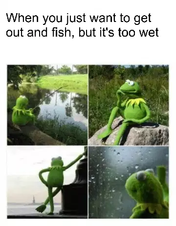When you just want to get out and fish, but it's too wet meme