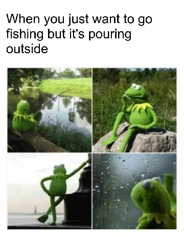 When you just want to go fishing but it's pouring outside meme