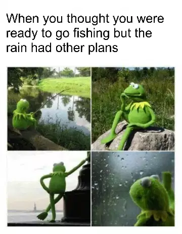 When you thought you were ready to go fishing but the rain had other plans meme
