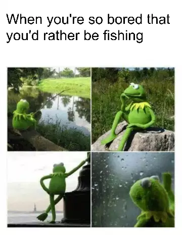 When you're so bored that you'd rather be fishing meme