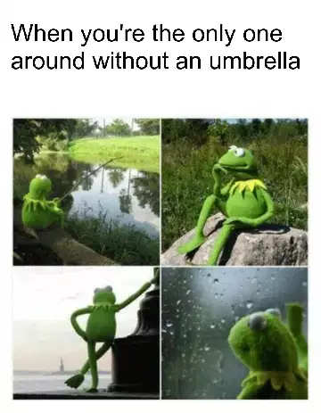When you're the only one around without an umbrella meme