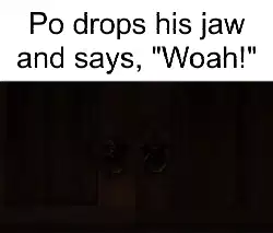 Po drops his jaw and says, "Woah!" meme