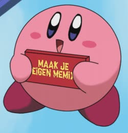 Kirby Holds Up A Sign 