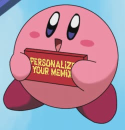 Kirby Holds Up A Sign 