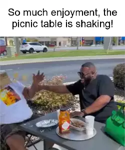 So much enjoyment, the picnic table is shaking! meme
