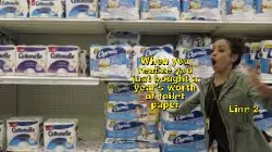 When you realize you just bought a year's worth of toilet paper meme