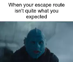 When your escape route isn't quite what you expected meme
