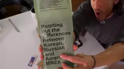 Pointing out the differences between Korean, Russian and American MREs meme