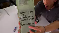 When you get a Markiplier sweatshirt for Christmas meme