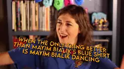 When the only thing better than Mayim Bialik's blue shirt is Mayim Bialik dancing meme