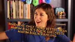 When the only thing better than Mayim Bialik's book shelves is Mayim Bialik dancing meme