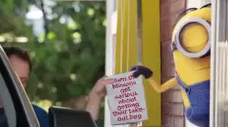 When the Minions get serious about getting their take-out bag meme
