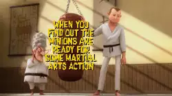 When you find out the Minions are ready for some martial arts action meme